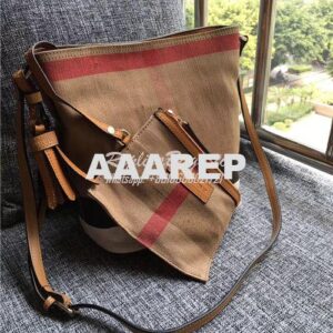 Replica Burberry The Small Ashby in Canvas Check and Brown Leather 39 2