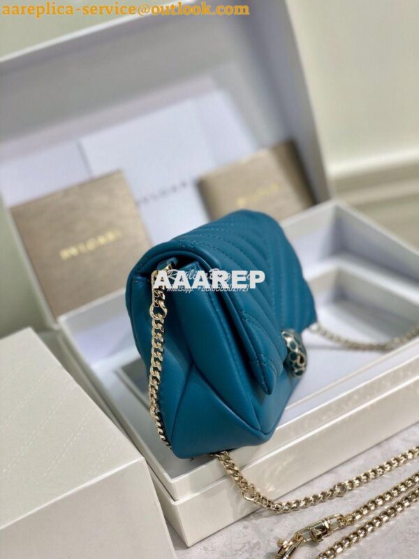 Replica Bvlgari Serpenti Cabochon Micro Shoulder Bag 288755 Blue 6