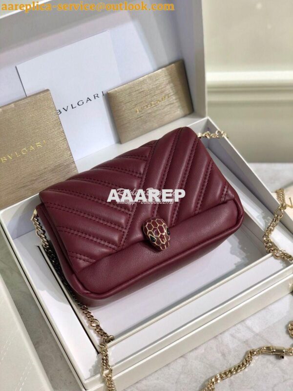 Replica Bvlgari Serpenti Cabochon Micro Shoulder Bag 288755 Burgundy 4