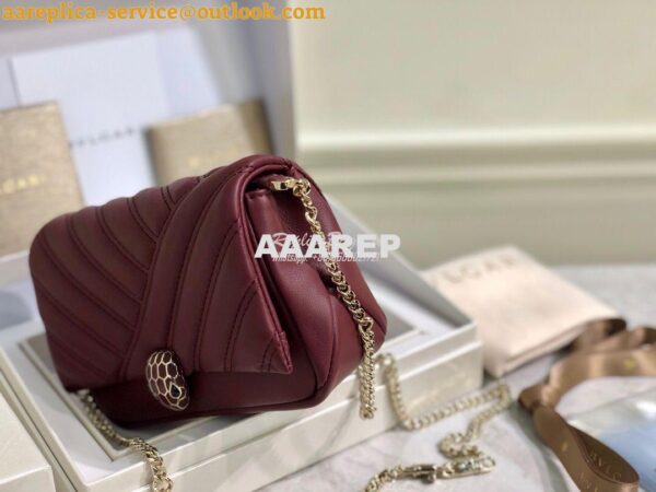 Replica Bvlgari Serpenti Cabochon Micro Shoulder Bag 288755 Burgundy 7