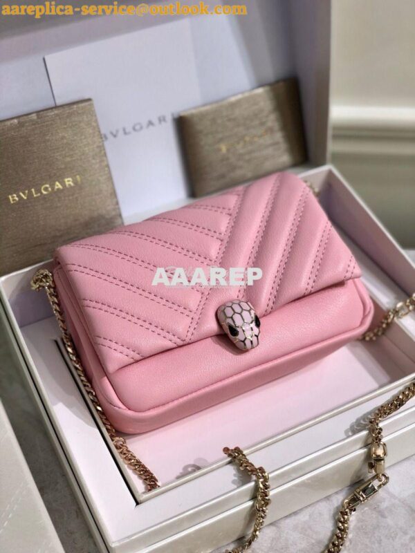 Replica Bvlgari Serpenti Cabochon Micro Shoulder Bag 288755 Pink 5