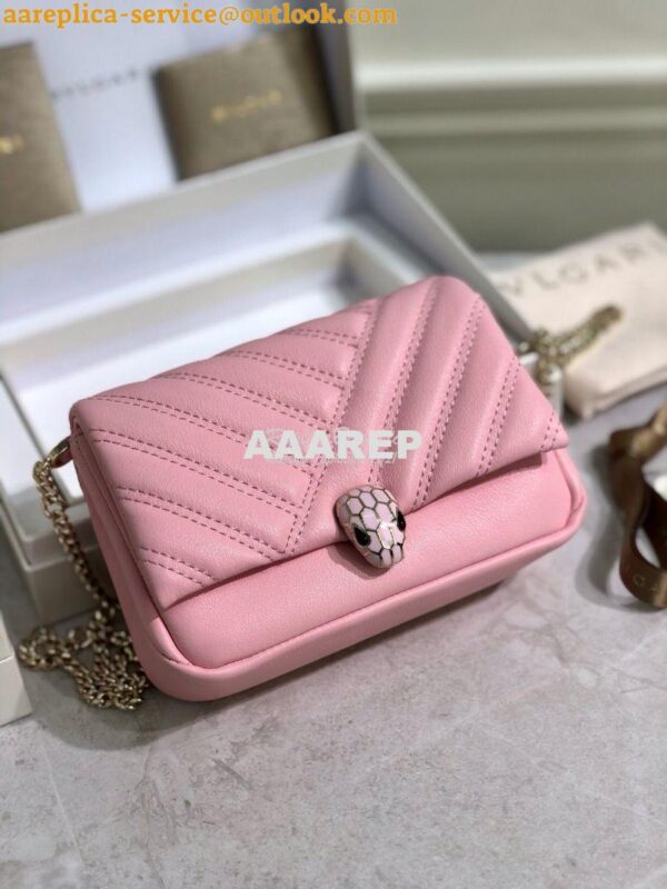 Replica Bvlgari Serpenti Cabochon Micro Shoulder Bag 288755 Pink 6