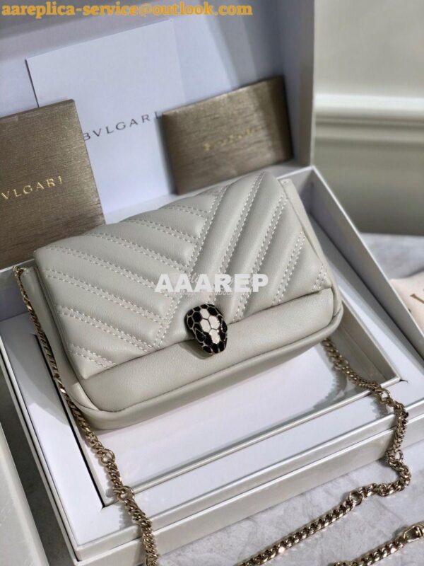 Replica Bvlgari Serpenti Cabochon Micro Shoulder Bag 288755 White 3