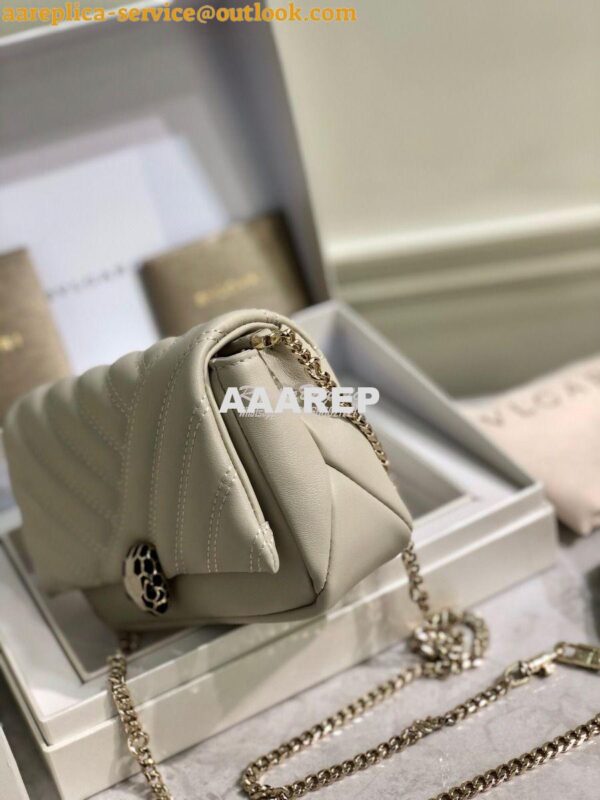 Replica Bvlgari Serpenti Cabochon Micro Shoulder Bag 288755 White 6