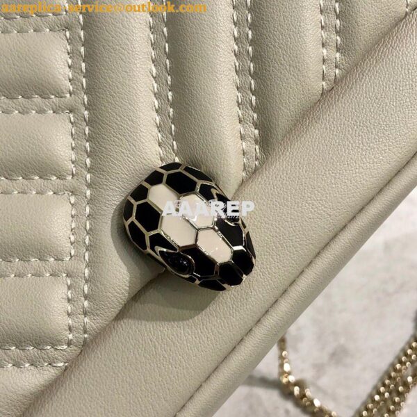 Replica Bvlgari Serpenti Cabochon Micro Shoulder Bag 288755 White 8