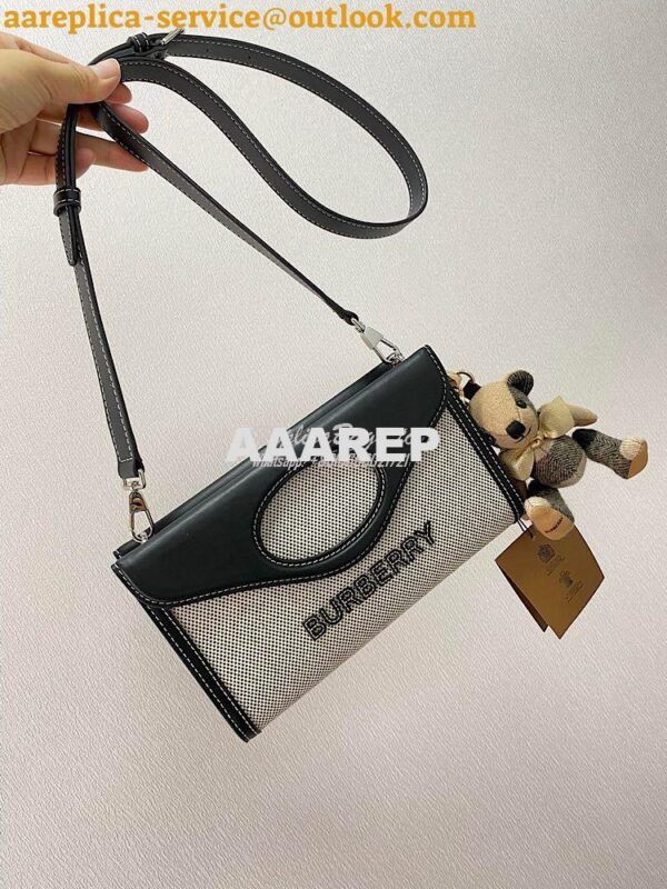 Replica Burberry Canvas and Leather Foldover Pocket Bag 80395061 5