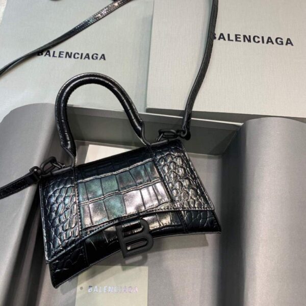 Replica Balenciaga 592833 Hourglass XS Top Handle Bag Black 3