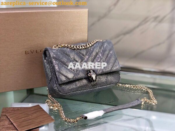 Replica Bvlgari Serpenti Cabochon Small Shoulder Bag 287993 Grey Metal 4