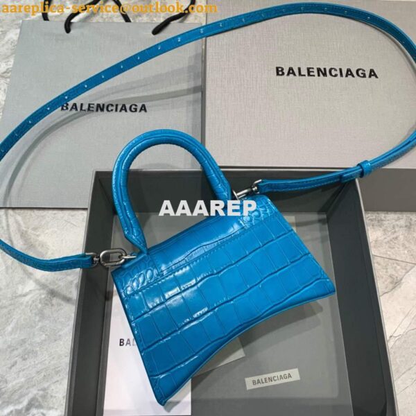 Replica Balenciaga 592833 Hourglass XS Top Handle Bag Blue 4