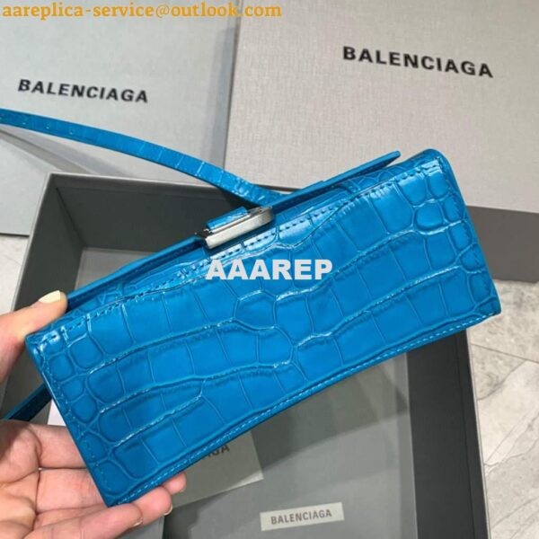 Replica Balenciaga 592833 Hourglass XS Top Handle Bag Blue 6