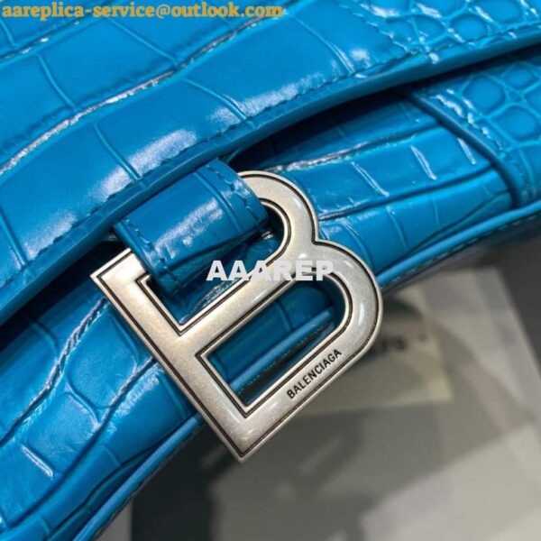 Replica Balenciaga 592833 Hourglass XS Top Handle Bag Blue 7