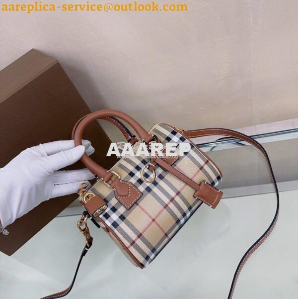 Replica Burberry Check Mini Bowling Bag Archive Beige 80534961 5