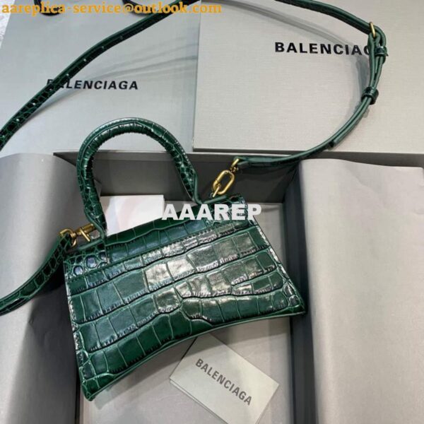 Replica Balenciaga 592833 Hourglass XS Top Handle Bag Dark Green 4