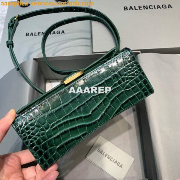 Replica Balenciaga 592833 Hourglass XS Top Handle Bag Dark Green 6