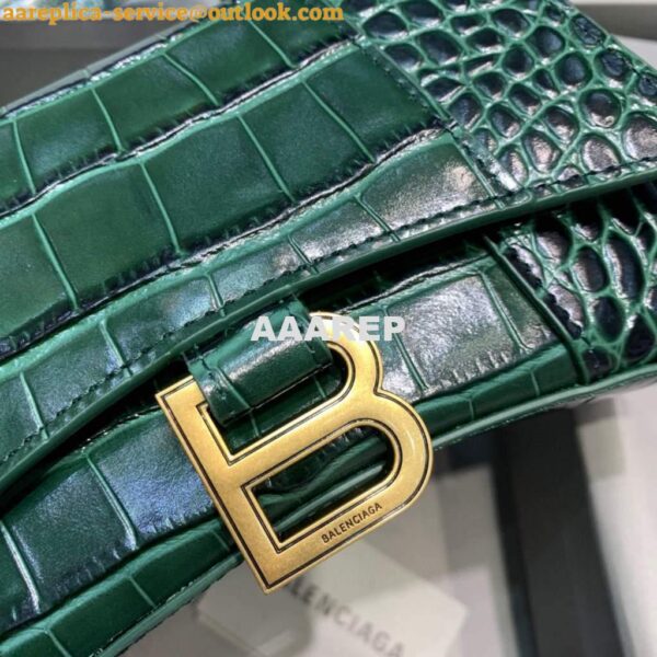 Replica Balenciaga 592833 Hourglass XS Top Handle Bag Dark Green 7