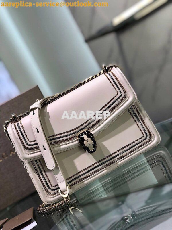 Replica Bvlgari Serpenti Diamond Blast Shoulder Bag 288065 White 6