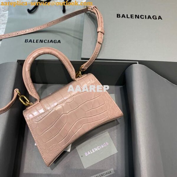 Replica Balenciaga 592833 Hourglass XS Top Handle Bag Light Pink 4