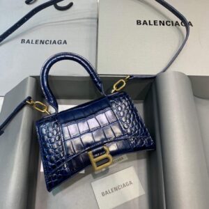 Replica Balenciaga 592833 Hourglass XS Top Handle Bag Navy Blue