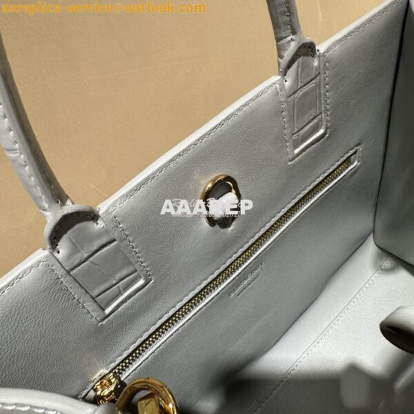 Replica Burberry Frances Mini Croc Effect Leather Tote Bag in grey 4