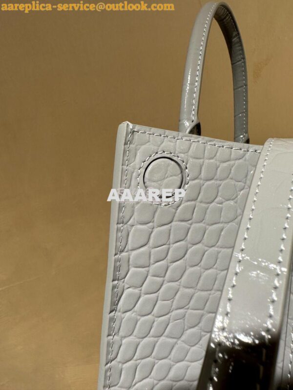 Replica Burberry Frances Mini Croc Effect Leather Tote Bag in grey 7