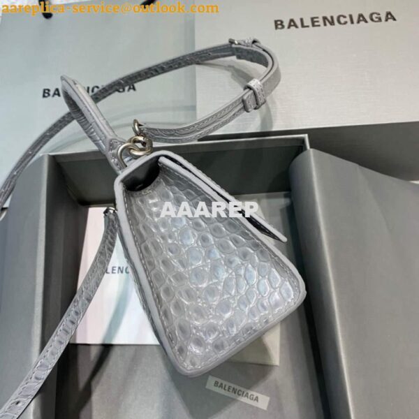 Replica Balenciaga 592833 Hourglass XS Top Handle Bag Navy Gray Silver 5