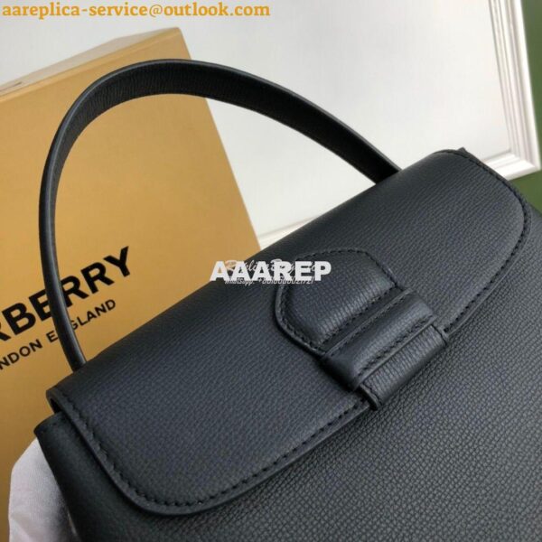 Replica Burberry Grainy Leather and House Check Tote Bag Black 3