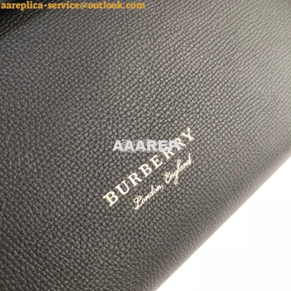 Replica Burberry Grainy Leather and House Check Tote Bag Black 4