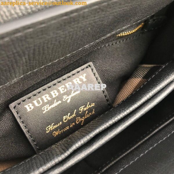 Replica Burberry Grainy Leather and House Check Tote Bag Black 7