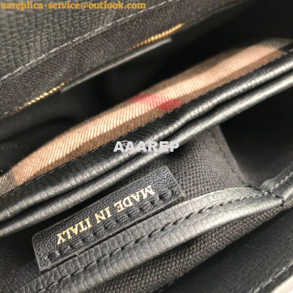 Replica Burberry Grainy Leather and House Check Tote Bag Black 8