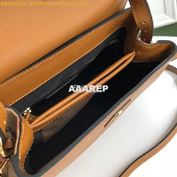 Replica Burberry Grainy Leather and House Check Tote Bag Caramel 5