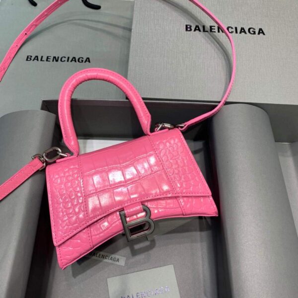 Replica Balenciaga 592833 Hourglass XS Top Handle Bag Pink 3