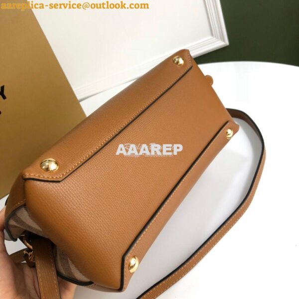 Replica Burberry Grainy Leather and House Check Tote Bag Caramel 9