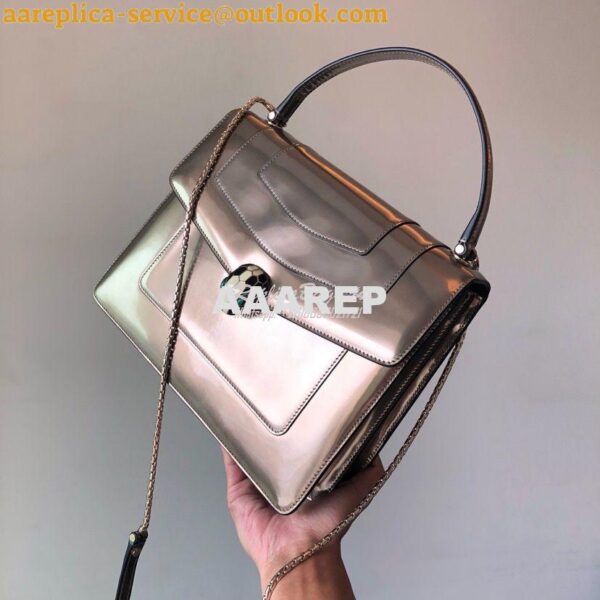 Replica Bvlgari Serpenti Forever Flap Cover Bag in Metallic Bronze wit 4