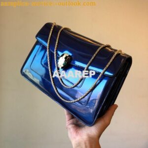 Replica Bvlgari Serpenti Forever Flap Cover Bag in Metallic Cobalt Blu 2