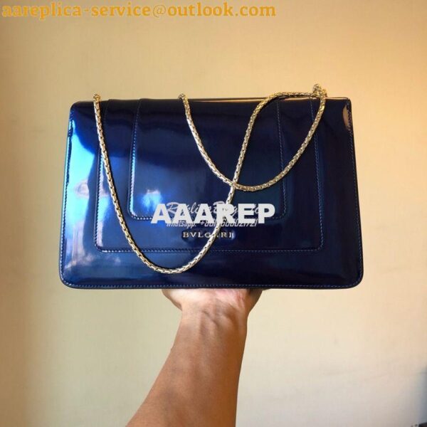 Replica Bvlgari Serpenti Forever Flap Cover Bag in Metallic Cobalt Blu 5