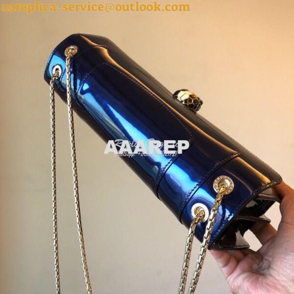 Replica Bvlgari Serpenti Forever Flap Cover Bag in Metallic Cobalt Blu 7