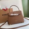 Replica Burberry Grainy Leather and House Check Tote Bag Mahogany Red