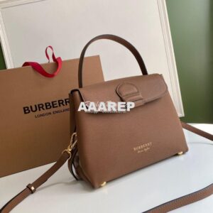 Replica Burberry Grainy Leather and House Check Tote Bag Tan 2