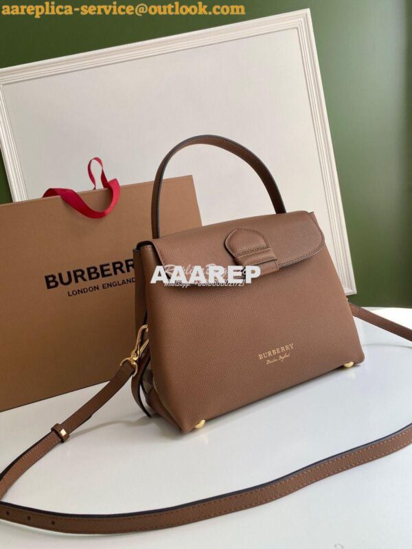 Replica Burberry Grainy Leather and House Check Tote Bag Tan 2