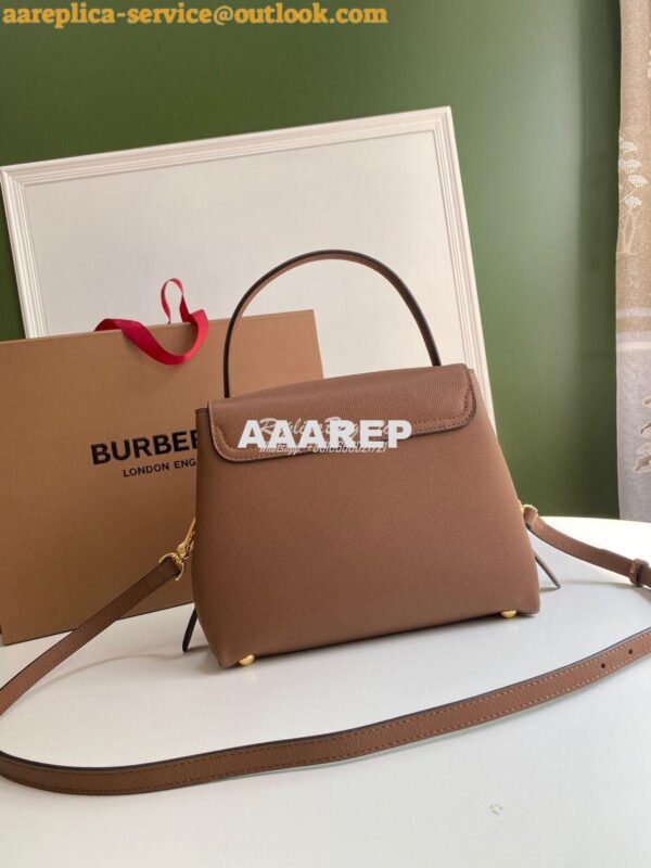 Replica Burberry Grainy Leather and House Check Tote Bag Tan 3