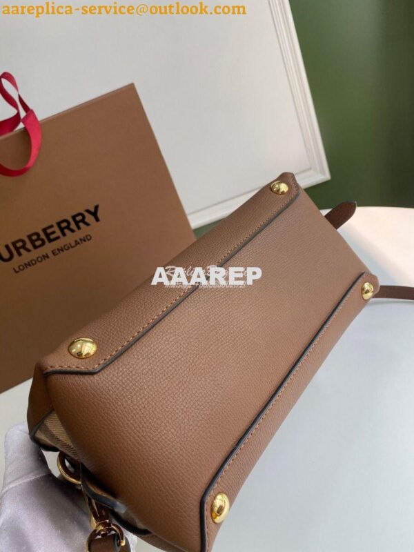 Replica Burberry Grainy Leather and House Check Tote Bag Tan 6