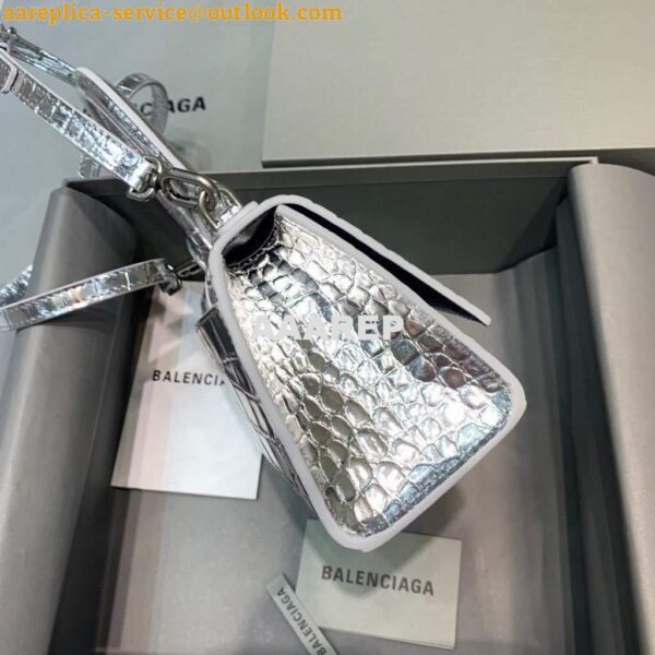 Replica Balenciaga 592833 Hourglass XS Top Handle Bag Silver 3