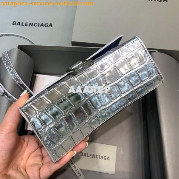 Replica Balenciaga 592833 Hourglass XS Top Handle Bag Silver 4