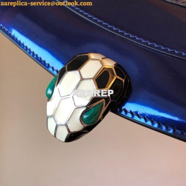 Replica Bvlgari Serpenti Forever Flap Cover Bag in Metallic Cobalt Blu 15