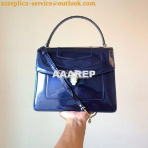 Replica Bvlgari Serpenti Forever Flap Cover Bag in Metallic Cobalt Blu