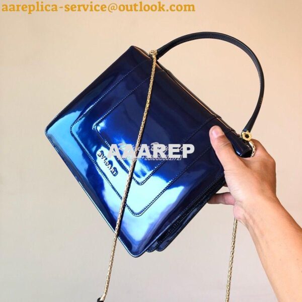 Replica Bvlgari Serpenti Forever Flap Cover Bag in Metallic Cobalt Blu 5