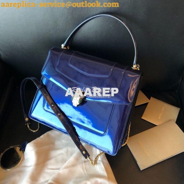 Replica Bvlgari Serpenti Forever Flap Cover Bag in Metallic Cobalt Blu 10