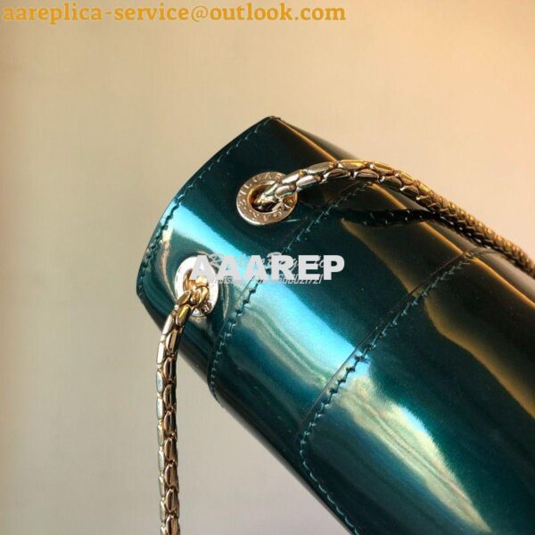 Replica Bvlgari Serpenti Forever Flap Cover Bag in Metallic Green 3979 6