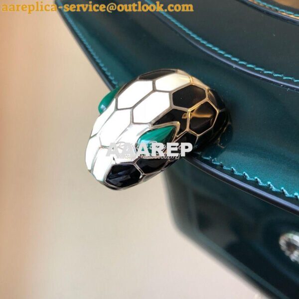 Replica Bvlgari Serpenti Forever Flap Cover Bag in Metallic Green with 10