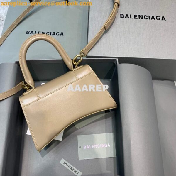 Replica Balenciaga 592833 Hourglass XS Top Handle Leather Bag Apricot 4